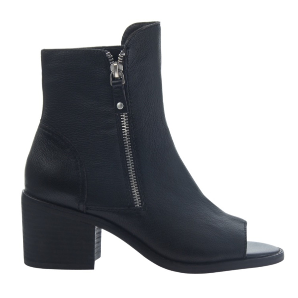 Nicole Nina Open Toe Booties in Black Side Zip